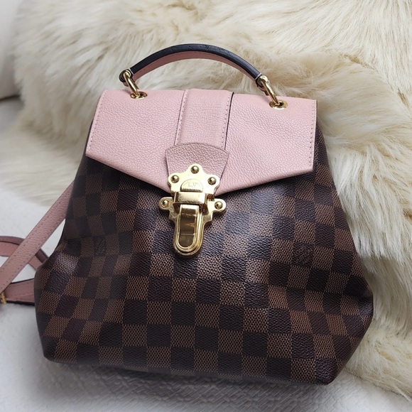 Louis Vuitton Damier Ebene Clapton Backpack Pink Leather 3 Way Straps - Picture 1 of 1